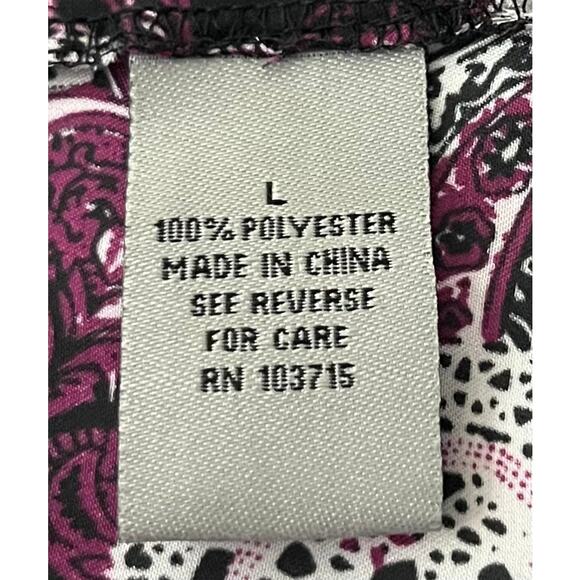 SIGNATURE BY LARRY LEVINE PULL-OVER SCOOP NECK BLOUSE, WOMENS, L, BURGUNDY BLACK - Picture 11 of 12